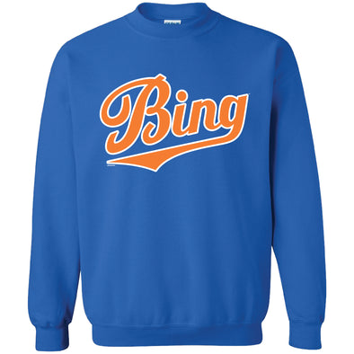 BRP New!  Royal Blue “BING” Crewneck with iconic wordmark in Orange